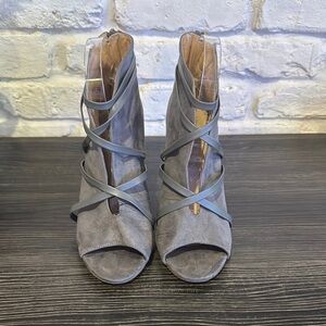 Women's Gray Strappy Heeled Sandals